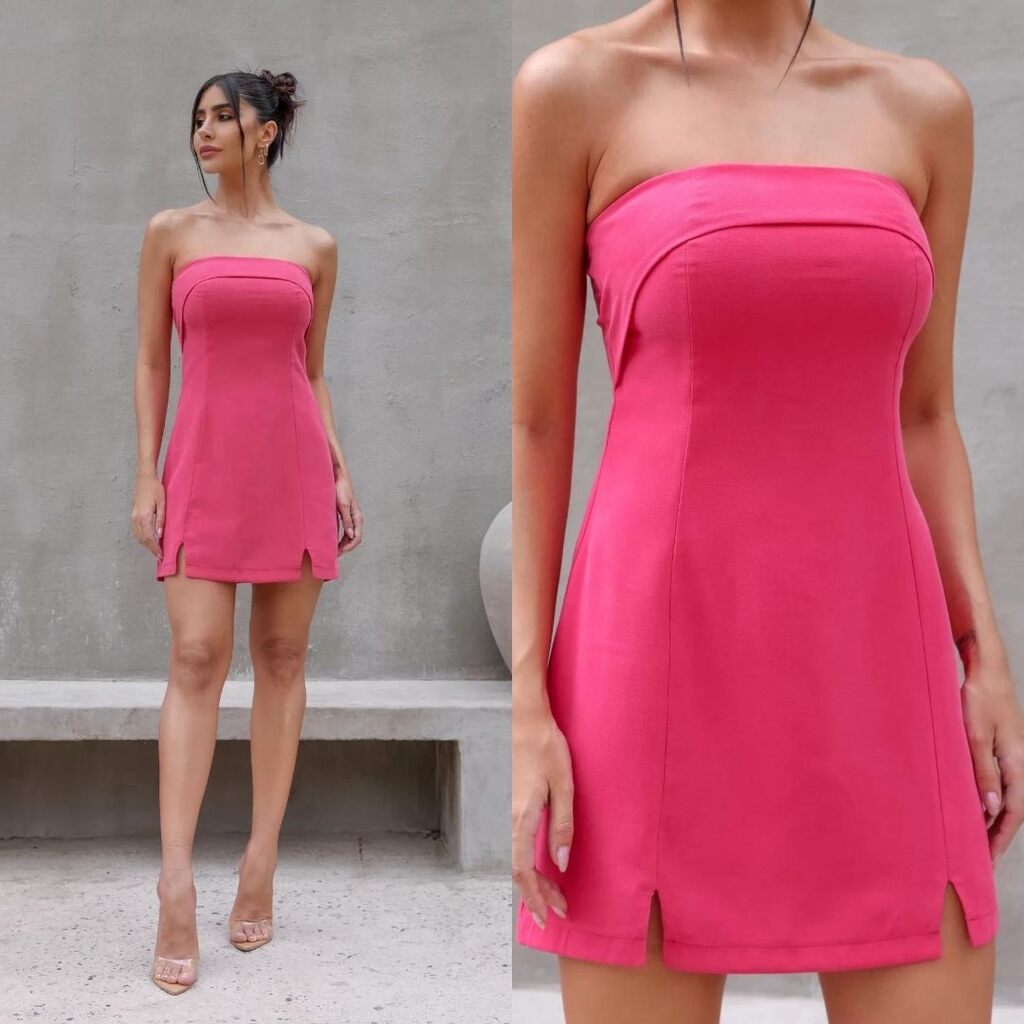 vestido de primavera rosa curto